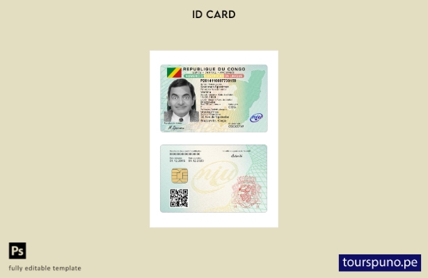 Plantilla de tarjeta de identificación del Congo lista para imprimir